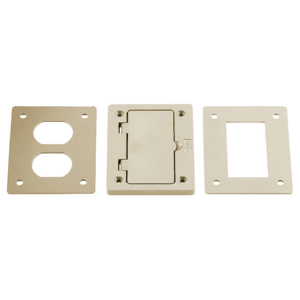 Hubbell Wiring Device-Kellems Electrical Box Cover, 1 Gang, Rectangular, Non-Metallic, Duplex Receptacle PFBR826IA